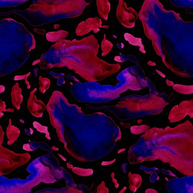 Suluboya, soyut, kusursuz desen. Parlak el yapımı elementlerle yaratıcı doku. Soyut renkli yazdırma.