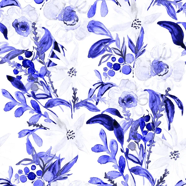 Akvarell Sömlöst Mönster Med Blommor Blommig Design Romantisk Bröllopsbakgrund Ljus — Stockfoto