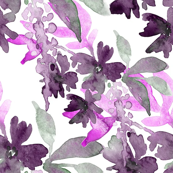 Akvarell Sömlöst Mönster Med Blommor Blommig Design Romantisk Bröllopsbakgrund Ljus — Stockfoto