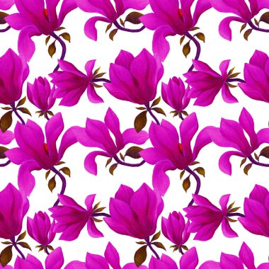 Manolya çiçekli sulu boya deseni. Herhangi bir amaç için güzel çiçek deseni. Bahar ya da yaz romantik geçmişi.