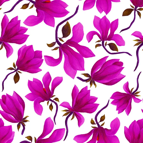 Aquarelle Motif Sans Couture Avec Des Fleurs Magnolia Belle Impression — Photo