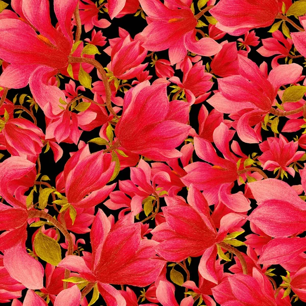 Patrón Sin Costura Acuarela Con Flores Magnolia Hermoso Estampado Floral — Foto de Stock
