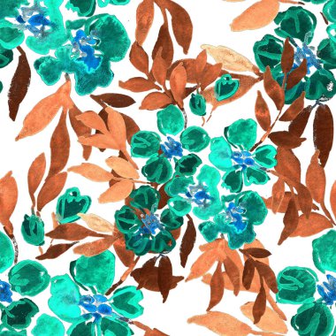 Çiçeklerle suluboya kusursuz desen. Çiçek tasarımı. Romantik bir düğün geçmişi. Parlak, kusursuz bir yaz dönemi. Botanik duvar kağıdı. Her türlü tasarım için kullanılabilir.