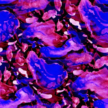 Suluboya, soyut, kusursuz desen. Parlak el yapımı elementlerle yaratıcı doku. Soyut renkli yazdırma.