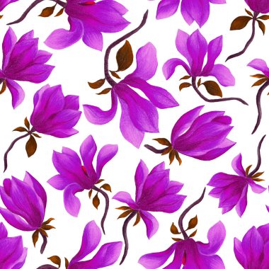 Manolya çiçekli sulu boya deseni. Herhangi bir amaç için güzel çiçek deseni. Bahar ya da yaz romantik geçmişi.