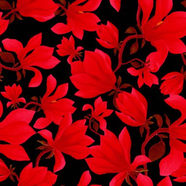 Manolya çiçekli sulu boya deseni. Herhangi bir amaç için güzel çiçek deseni. Bahar ya da yaz romantik geçmişi.