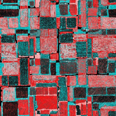 Renkli, soyut geometrik elementlerle yaratıcı, kusursuz desen. El yapımı doku. Grafik olarak soyut bir arkaplan. Çağdaş sanat. Moda modern tarzı.