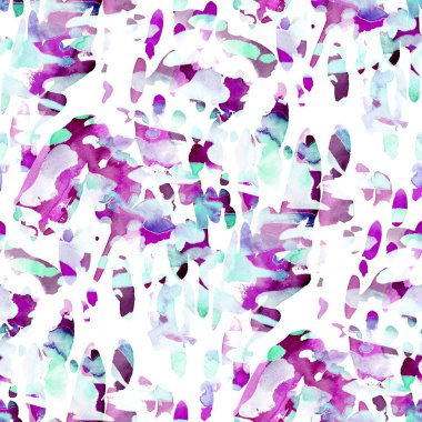 Suluboya, soyut, kusursuz desen. Parlak el yapımı elementlerle yaratıcı doku. Soyut renkli yazdırma.