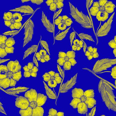 Çiçeklerle suluboya kusursuz desen. Klasik çiçek desenleri. Çiçeksiz desen. Botanik sanatı. Çiçek botanik koleksiyonu. Çiçek seti. Suluboya botanik tasarımı.