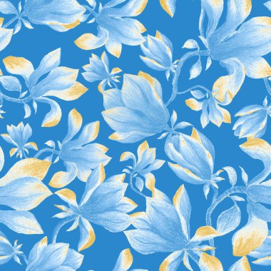 Manolya çiçekli sulu boya deseni. Herhangi bir amaç için güzel çiçek deseni. Bahar ya da yaz romantik geçmişi.