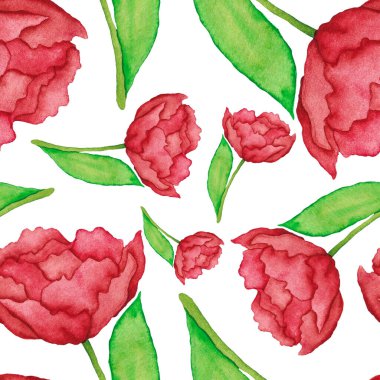 Çiçeklerle suluboya kusursuz desen. Klasik çiçek desenleri. Çiçeksiz desen. Botanik sanatı. Çiçek botanik koleksiyonu. Çiçek seti. Suluboya botanik tasarımı.