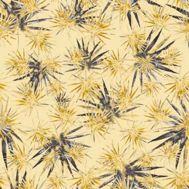 Renkli ve soyut tropikal yapraklı suluboya desenli. Egzotik bitkilerle dolu parlak yaz baskısı. Yaratıcı trend botanik tekstil tasarımı.