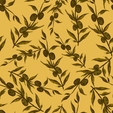 Vintage yapraklı suluboya desenli. Dekoratif tasarım için renkli yaprakları olan güzel bir botanik baskısı. Parlak bahar ya da yaz arkaplanı. Klasik düğün dekoru. Tekstil tasarımı.