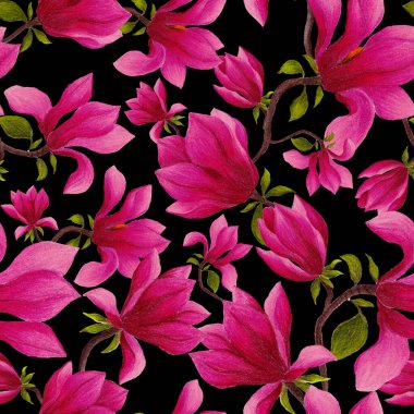 Manolya çiçekli sulu boya deseni. Herhangi bir amaç için güzel çiçek deseni. Bahar ya da yaz romantik geçmişi.