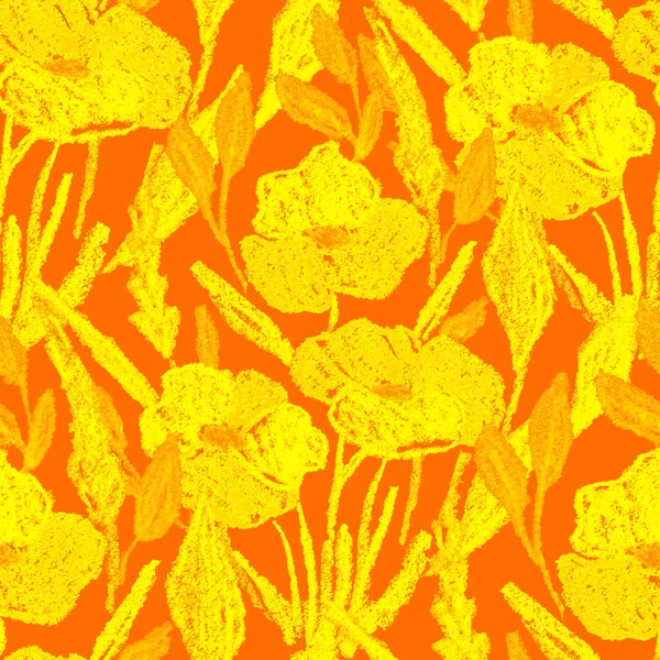 Patrón Creativo Sin Costuras Con Flores Abstractas Dibujadas Con Lápices — Foto de Stock
