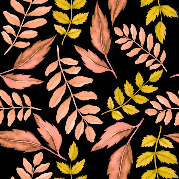 만년설 물색의 솔기없는 아름다운 식물학적 무늬와 디자인을 잎들이 봄이나 고전적 — 스톡 사진