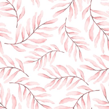 Vintage yapraklı suluboya desenli. Dekoratif tasarım için renkli yaprakları olan güzel bir botanik baskısı. Parlak bahar ya da yaz arkaplanı. Klasik düğün dekoru. Tekstil tasarımı.