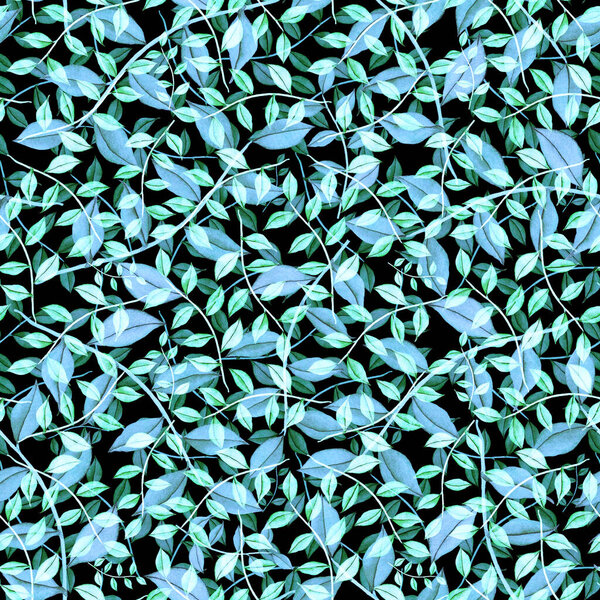 Watercolor seamless pattern with vintage leaves. Beautiful botanical print with colorful foliage for decorative design. Bright spring or summer background. Vintage wedding decor. Textile design.