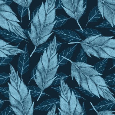 Vintage yapraklı suluboya desenli. Dekoratif tasarım için renkli yaprakları olan güzel bir botanik baskısı. Parlak bahar ya da yaz arkaplanı. Klasik düğün dekoru. Tekstil tasarımı.