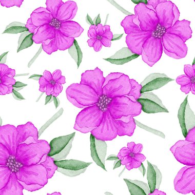 Çiçeklerle suluboya kusursuz desen. Klasik çiçek desenleri. Çiçeksiz desen. Botanik sanatı. Çiçek botanik koleksiyonu. Çiçek seti. Suluboya botanik tasarımı.