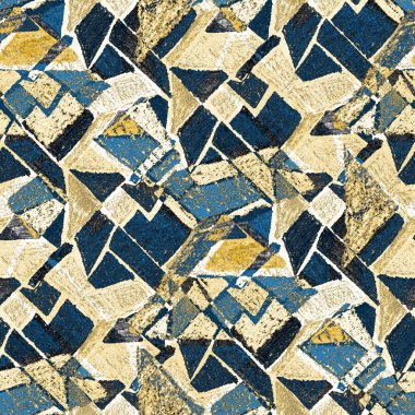 Renkli, soyut geometrik elementlerle yaratıcı, kusursuz desen. El yapımı doku. Grafik olarak soyut bir arkaplan. Çağdaş sanat. Moda modern tarzı.