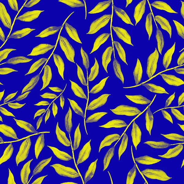 ヴィンテージの葉と水彩シームレスパターン 装飾的なデザインのためのカラフルな葉を持つ美しい植物プリント 明るい春や夏の背景 ヴィンテージの結婚式の装飾 テキスタイルデザイン — ストック写真