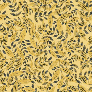 Vintage yapraklı suluboya desenli. Dekoratif tasarım için renkli yaprakları olan güzel bir botanik baskısı. Parlak bahar ya da yaz arkaplanı. Klasik düğün dekoru. Tekstil tasarımı.