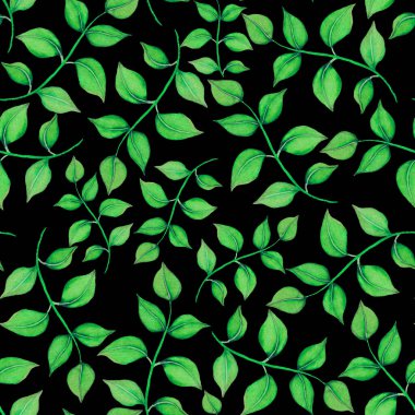 Vintage yapraklı suluboya desenli. Dekoratif tasarım için renkli yaprakları olan güzel bir botanik baskısı. Parlak bahar ya da yaz arkaplanı. Klasik düğün dekoru. Tekstil tasarımı.