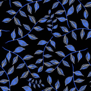 Vintage yapraklı suluboya desenli. Dekoratif tasarım için renkli yaprakları olan güzel bir botanik baskısı. Parlak bahar ya da yaz arkaplanı. Klasik düğün dekoru. Tekstil tasarımı.