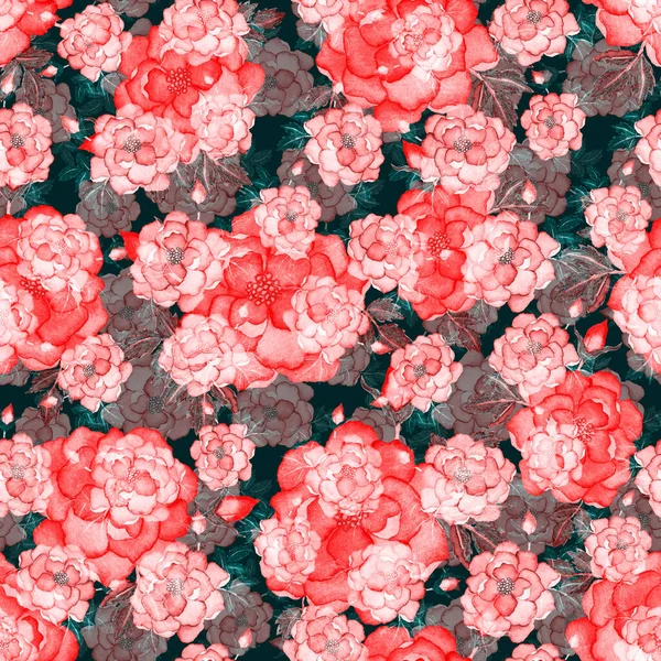 Akvarell Zökkenőmentes Minta Virágokkal Vintage Virágmintás Virág Zökkenőmentes Minta Botanikai — Stock Fotó