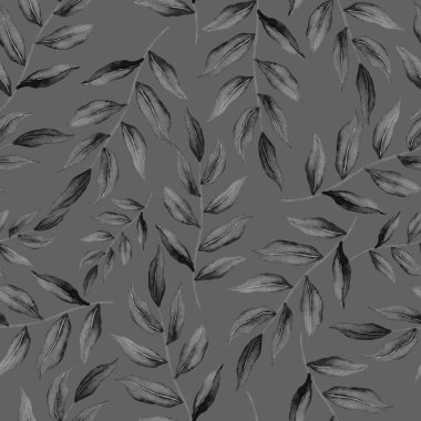 Vintage yapraklı suluboya desenli. Dekoratif tasarım için renkli yaprakları olan güzel bir botanik baskısı. Parlak bahar ya da yaz arkaplanı. Klasik düğün dekoru. Tekstil tasarımı.