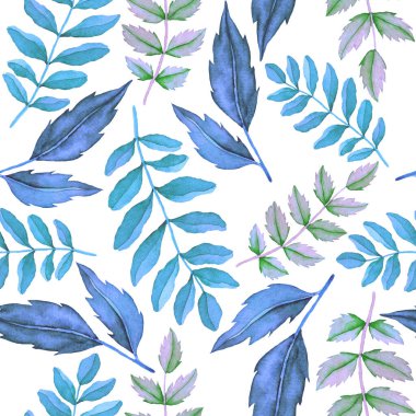 Vintage yapraklı suluboya desenli. Dekoratif tasarım için renkli yaprakları olan güzel bir botanik baskısı. Parlak bahar ya da yaz arkaplanı. Klasik düğün dekoru. Tekstil tasarımı.