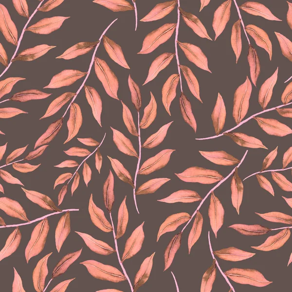 Watercolor Seamless Pattern Vintage Leaves Beautiful Botanical Print Colorful Foliage — Stock Photo, Image