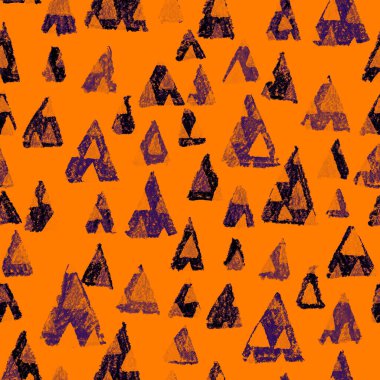 Renkli, soyut geometrik elementlerle yaratıcı, kusursuz desen. El yapımı doku. Grafik olarak soyut bir arkaplan. Çağdaş sanat. Moda modern tarzı.