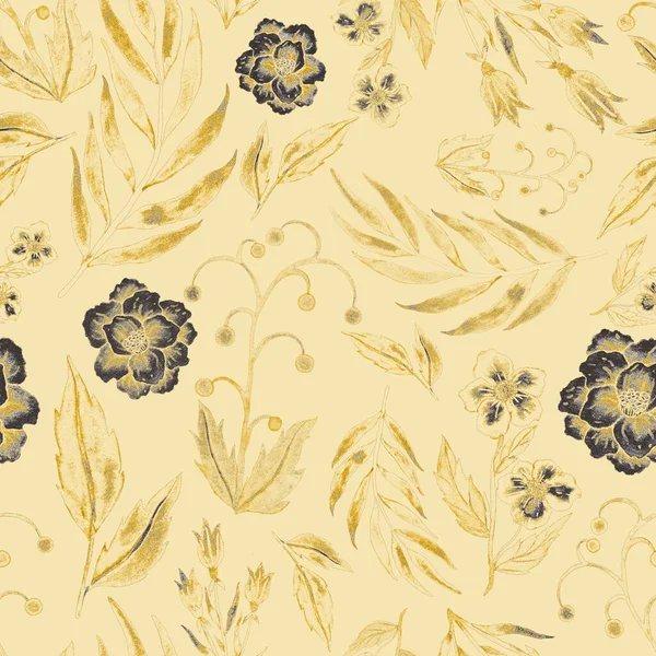 Çiçeklerle suluboya kusursuz desen. Klasik çiçek desenleri. Çiçeksiz desen. Botanik sanatı. Çiçek botanik koleksiyonu. Çiçek seti. Suluboya botanik tasarımı.