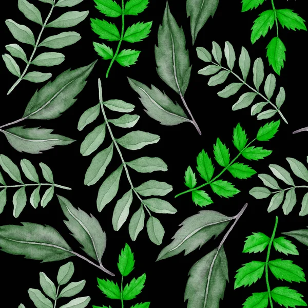 Υδατογραφία Αδιάλειπτη Μοτίβο Vintage Φύλλα Όμορφη Βοτανική Εκτύπωση Πολύχρωμο Φύλλωμα — Φωτογραφία Αρχείου