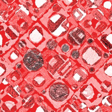 Renkli, soyut geometrik elementlerle yaratıcı, kusursuz desen. El yapımı doku. Grafik olarak soyut bir arkaplan. Çağdaş sanat. Moda modern tarzı.