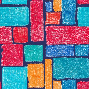 Renkli, soyut geometrik elementlerle yaratıcı, kusursuz desen. El yapımı doku. Grafik olarak soyut bir arkaplan. Çağdaş sanat. Moda modern tarzı.