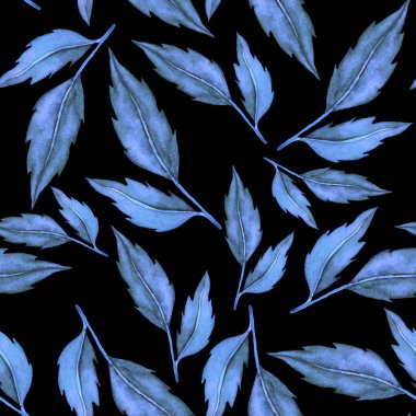 Vintage yapraklı suluboya desenli. Dekoratif tasarım için renkli yaprakları olan güzel bir botanik baskısı. Parlak bahar ya da yaz arkaplanı. Klasik düğün dekoru. Tekstil tasarımı.