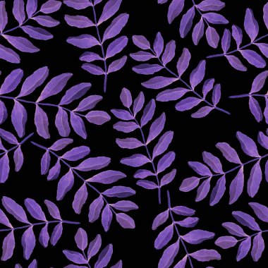 Vintage yapraklı suluboya desenli. Dekoratif tasarım için renkli yaprakları olan güzel bir botanik baskısı. Parlak bahar ya da yaz arkaplanı. Klasik düğün dekoru. Tekstil tasarımı.