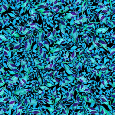 Vintage yapraklı suluboya desenli. Dekoratif tasarım için renkli yaprakları olan güzel bir botanik baskısı. Parlak bahar ya da yaz arkaplanı. Klasik düğün dekoru. Tekstil tasarımı.