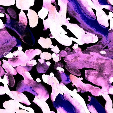 Suluboya, soyut, kusursuz desen. Parlak el yapımı elementlerle yaratıcı doku. Soyut renkli yazdırma.