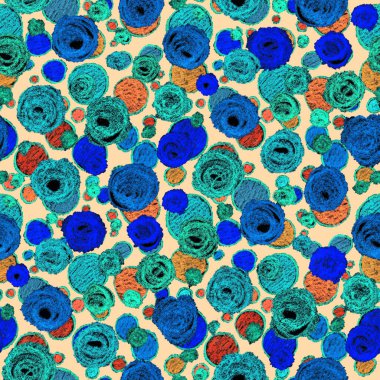 Renkli, soyut geometrik elementlerle yaratıcı, kusursuz desen. El yapımı doku. Grafik olarak soyut bir arkaplan. Çağdaş sanat. Moda modern tarzı.