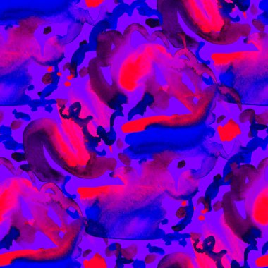 Suluboya, soyut, kusursuz desen. Parlak el yapımı elementlerle yaratıcı doku. Soyut renkli yazdırma.