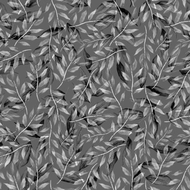 Vintage yapraklı suluboya desenli. Dekoratif tasarım için renkli yaprakları olan güzel bir botanik baskısı. Parlak bahar ya da yaz arkaplanı. Klasik düğün dekoru. Tekstil tasarımı.