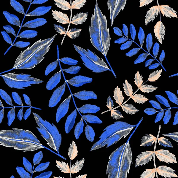 Watercolor Seamless Pattern Vintage Leaves Beautiful Botanical Print Colorful Foliage — Stock Photo, Image
