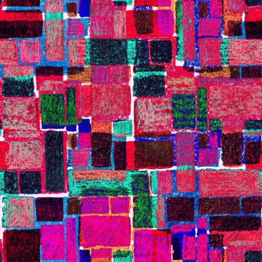 Renkli, soyut geometrik elementlerle yaratıcı, kusursuz desen. El yapımı doku. Grafik olarak soyut bir arkaplan. Çağdaş sanat. Moda modern tarzı.