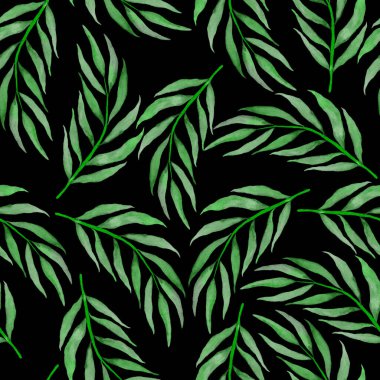 Vintage yapraklı suluboya desenli. Dekoratif tasarım için renkli yaprakları olan güzel bir botanik baskısı. Parlak bahar ya da yaz arkaplanı. Klasik düğün dekoru. Tekstil tasarımı.