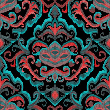 Renkli örgü desenli, klasik tarzda. Zarif bir etnik köken. El çizimi doğu sanatı. Kusursuz geometrik bağ dokusu.