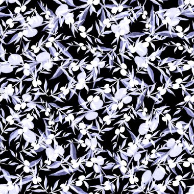 Vintage yapraklı suluboya desenli. Dekoratif tasarım için renkli yaprakları olan güzel bir botanik baskısı. Parlak bahar ya da yaz arkaplanı. Klasik düğün dekoru. Tekstil tasarımı.